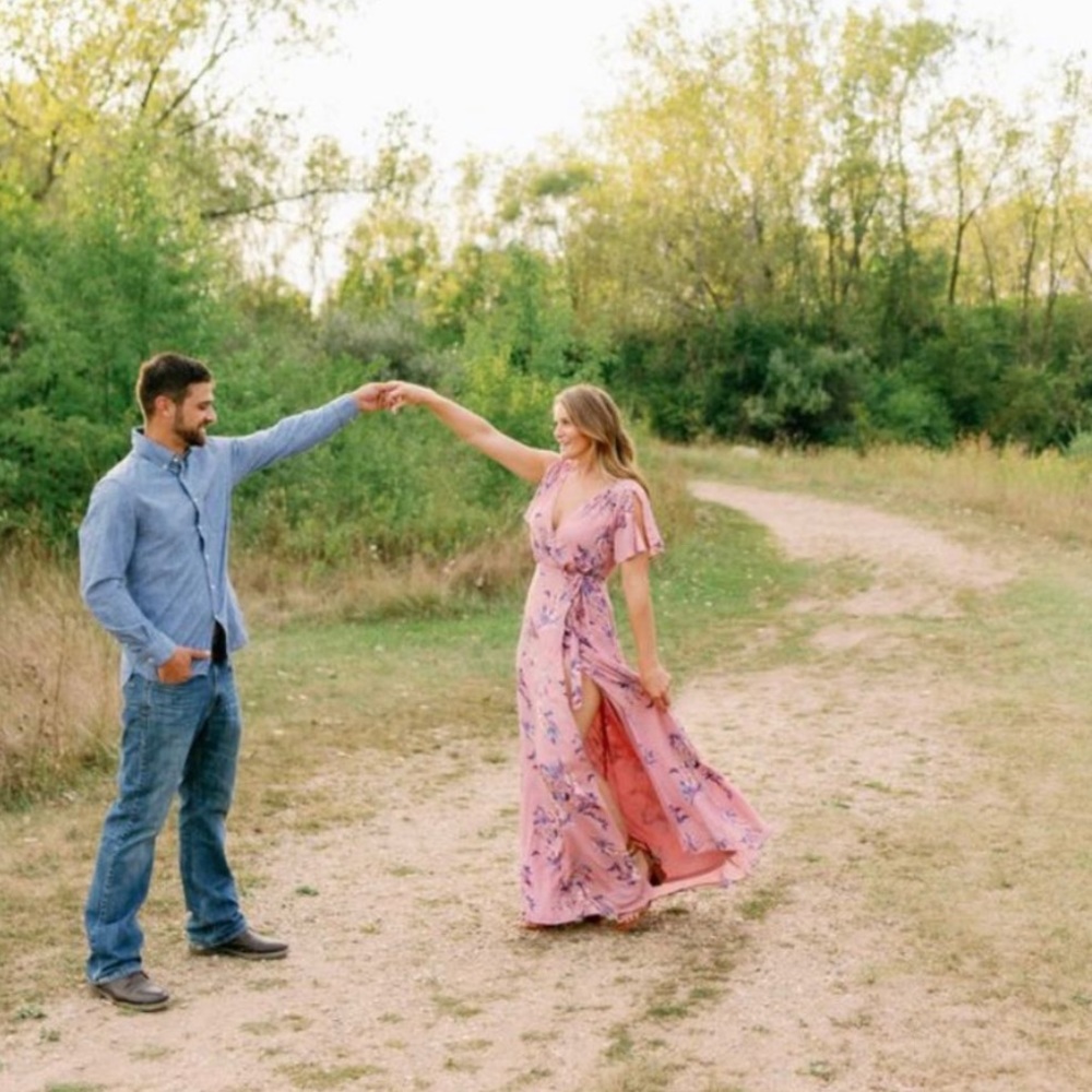 Rusty Rose Floral Print Wrap Dress